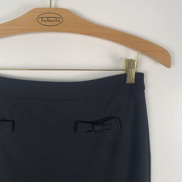 Talbots Women 6 Black Refined Ponte Knit Front Bow Detail Pencil Skirt Stretch - Picture 4 of 8